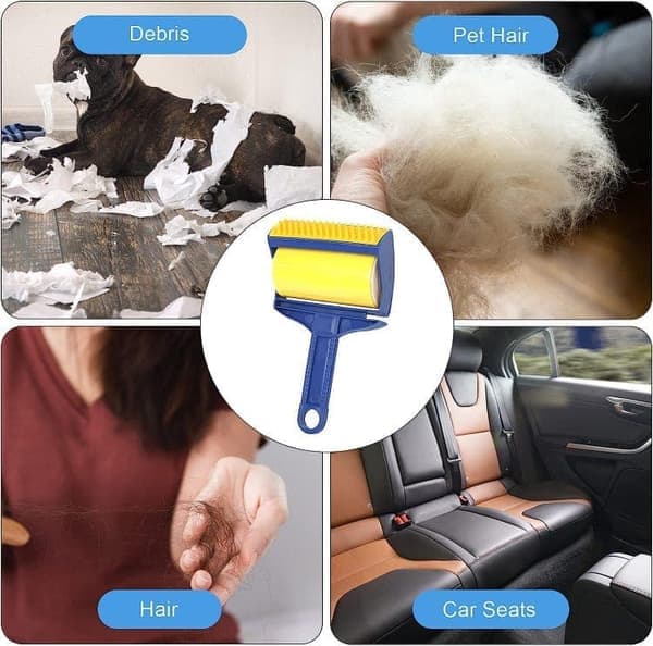 Hårfjerner/Pelsfjerner til Hunde- og Kattehår – Silikonerulle med Foldbar Børste
