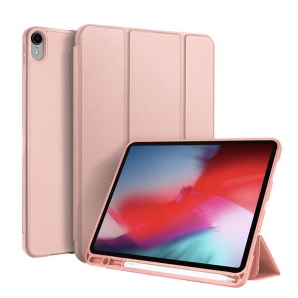 [QD] Etui, praktisk magnetisk fastgørelse understøtter Apple Pencil-parring og opladning Tri-Fold vertikalt etui - rosaguld