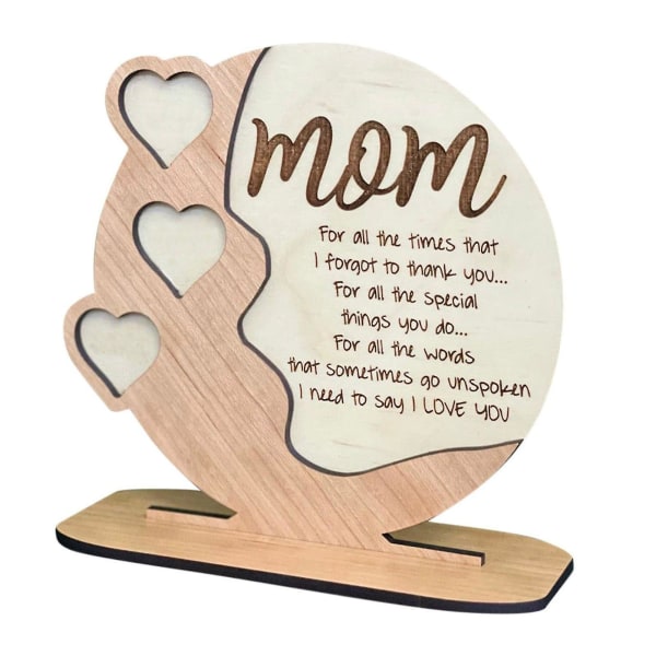 Mors dag Födelsedagspresenter till mamma från dotter Son Handgjord träplakett Wooden Model