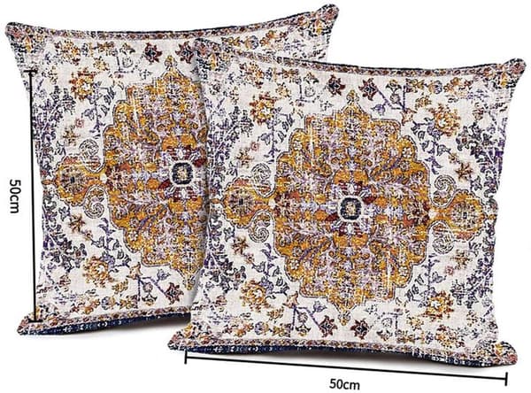 Bohemiska blommiga kuddfodral, dubbelsidig kortluggig sammet, dold dragkedja, soffa och sovrum, 2-pack, rostbrun, 50 x 50 cm
