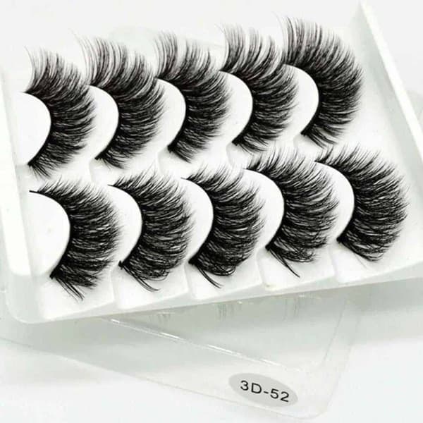 5 par lösögonfransar – 3D faux mink (G-52) Svart_qq