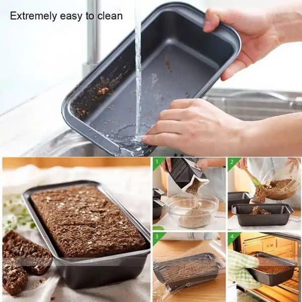 Rektangulær brødform, non-stick karbonstål brød- og kakeform for hjemmebaking, ovnssikker 25 cm svart