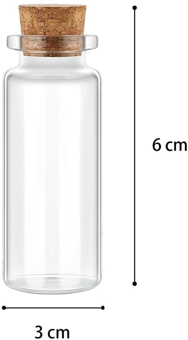 12-pack Mini Glasflaskor med Kork, för Bröllops-/Festgåvor, Transparent