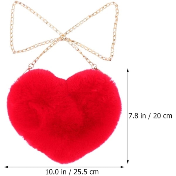 \"QD\" Hjärtformad clutchväska i fuskpäls, axelväska, crossbody-väska