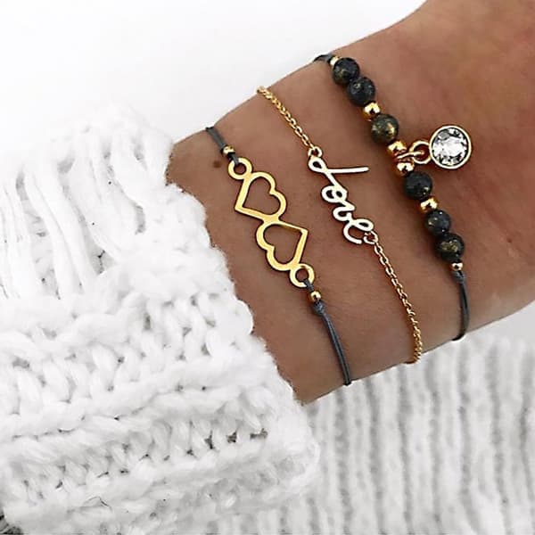 3-pack Vackra Trendiga Armband Love Bohem Vävt Garn