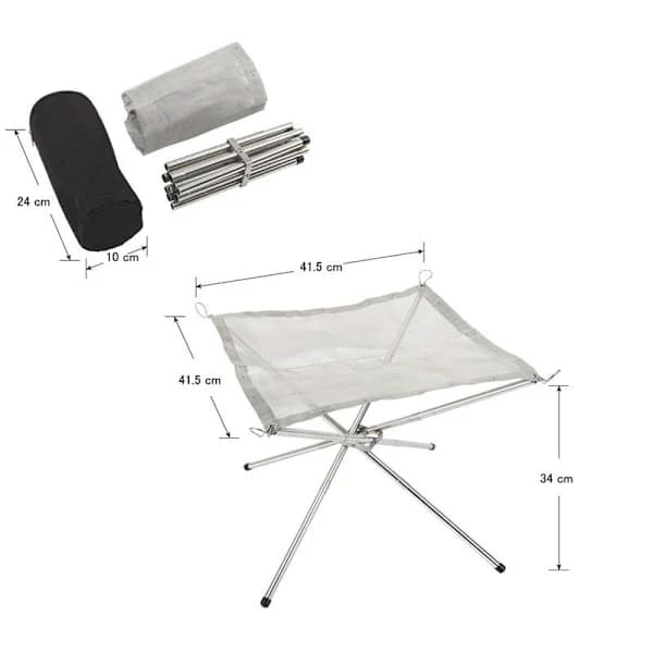Bærbar foldbar bålplads i rustfrit stål til camping, strand, baghave og grill – stor størrelse large size