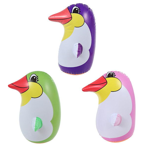 \"QD\" 3 st Barnleksaker Uppblåsbara Tumlare Barn Uppblåsbar Pingvin 3D Bop Bag Pingvin Blåsa Upp Leksaker Tumlare