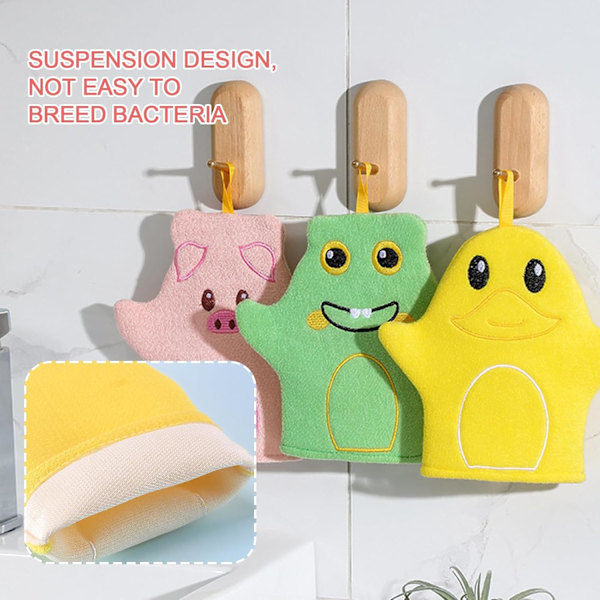 \"QD\" Set of 3 Baby Bath Mitts, Animal Design, Bath Time Fun, for Babies and Toddlers 0+ Months