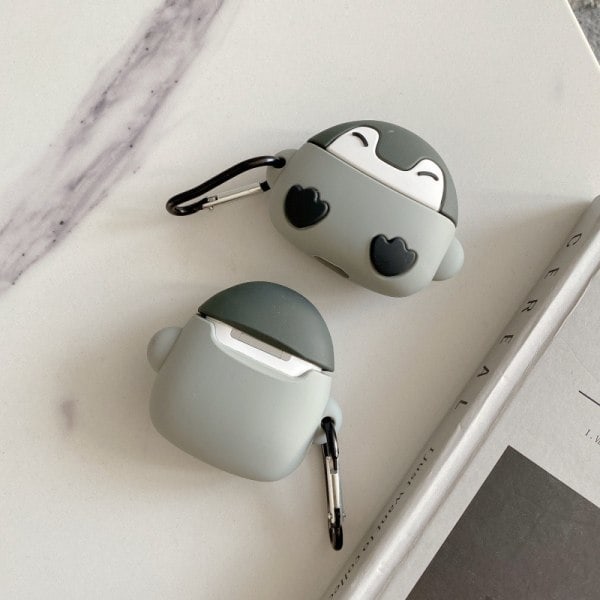 [QD] Airpod 3 Etui, Sødt Tegneserie Dyre Silikoneetui, 3D Sjove Sjove Kits Bløde Hudetui Børn Drenge Teenagere Piger (Q Grå Pingvin)