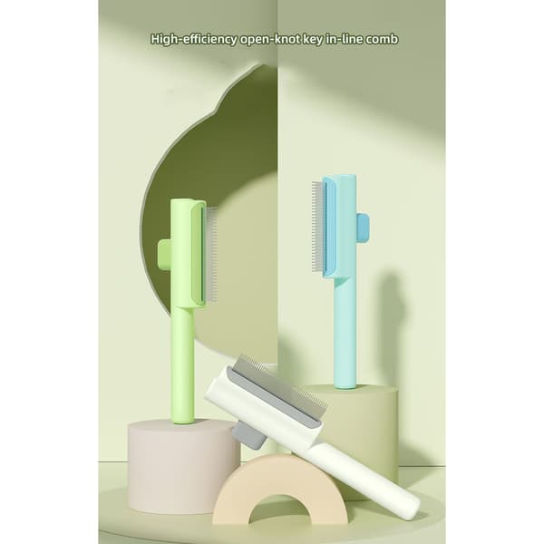 Pet Comb with One-Button Hair Removal White White 53
