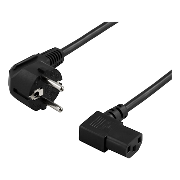 Strömkabel vinklad CEE 7/7 till vinklad IEC 60320 C13 10m svart