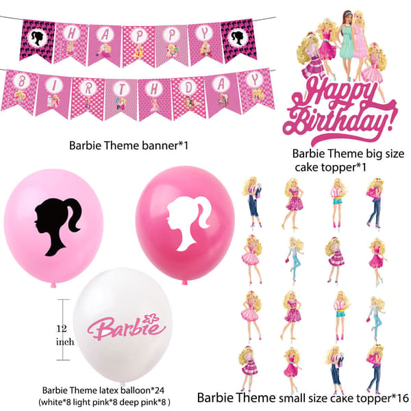 42-delt Barbie Dekorationssæt, Barbie Tema Festballoner, Bar{hh}[YFL] A