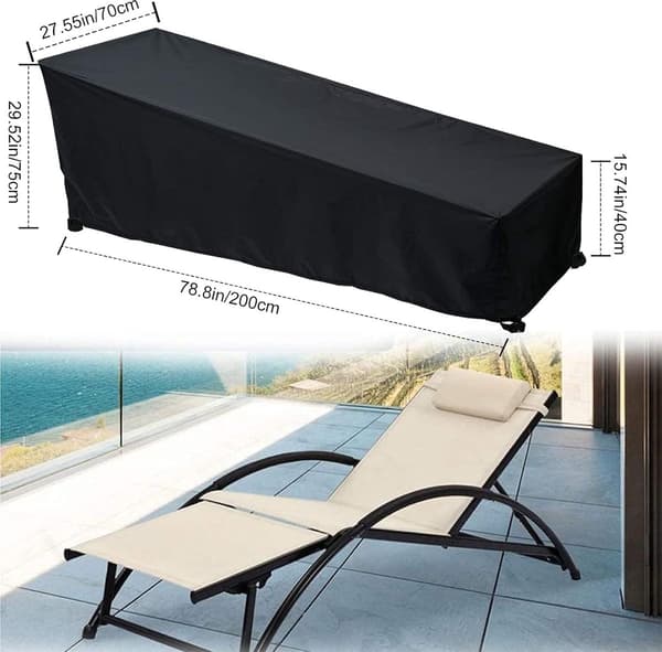 Vattentätt solstolsskydd, 2-pack, 200x70x40x75cm, för trädgårdsmöbler