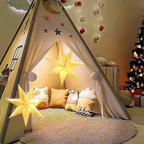 LED Paper Star Lighted for Hanging, 2-Pack 3D Christmas Star Lighted, 45 cm