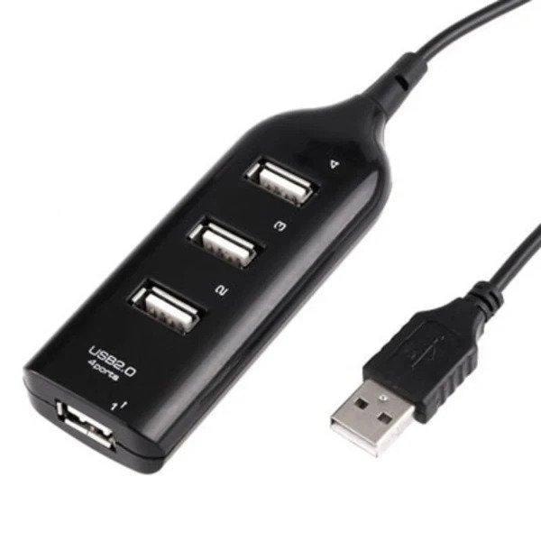4 Portars USB 2.0 Hub Svart
