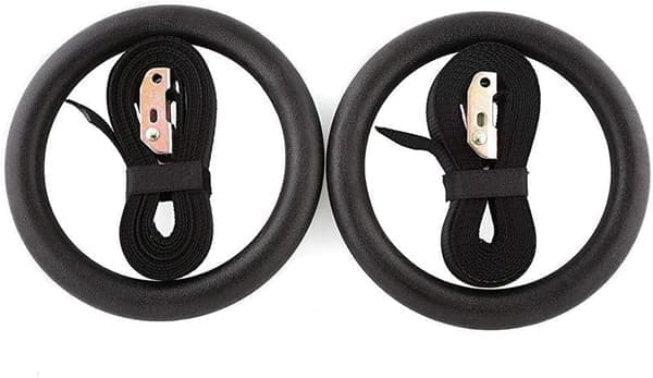 ABS Gymnastikringar med 28mm Omärkta Remmar - Svarta