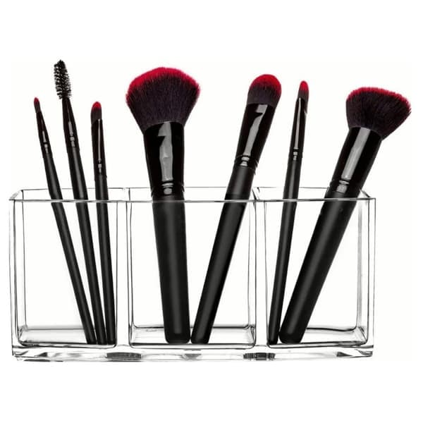 Makeupbørsteholder - 3 rum Øjenbrynspenholder til skrivebord
