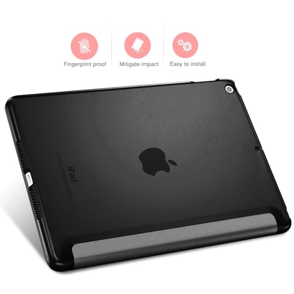 [QD] Fodral - Slankt, let Smart Case Stand Cover med gennemsigtig frostet bagside med automatisk vækning/søvn - Sort