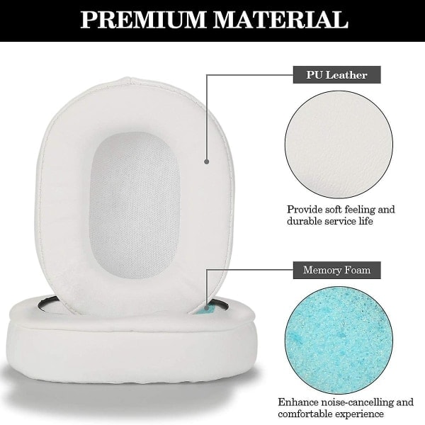 Ørepuder Memory Foam Ørepuder Beskyttelse Udskiftningspuder til ATH M50Xssar Audio Technica M40X M30X M20 Hvid˜QD