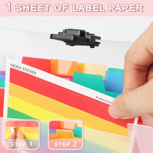 Dragspelsfilorganisatör, 13-ficks polypropenmapp med spänne för kvitton, kort och dokument, A6, 2-pack