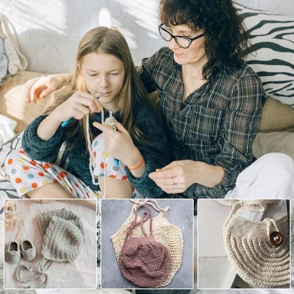 /QD/Heklenålssett, 44 stk strikking Heklenålssett med ergonomiske myke gummihåndtak, for nybegynnere