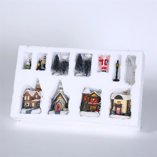 10 stk Lys Julelandsby LED Miniatyr Julegavepynt Statyetttilbehør B