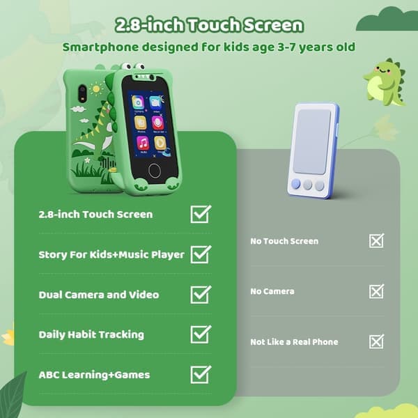 Smart legetøjstelefon til småbørn - Touchscreen-spil, MP3-afspiller og dobbeltkamera - perfekt gave!