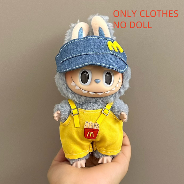 ONLY CLOTHES Söt V1 V2 LABUBU Blind Box Hänge Docka DIY Klä upp Kostym Litet Monster Haklapp Byxor Babykläder Från LBB-67