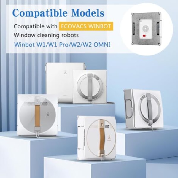 QQU-8 stk. for Ecovacs Winbot W1 Pro/W1/W2 Omni/W2 Mopp Erstatningssett, Mikrofiber Vindusvaskerobot Klut for Ecovacs Winbot, for Vindusvask