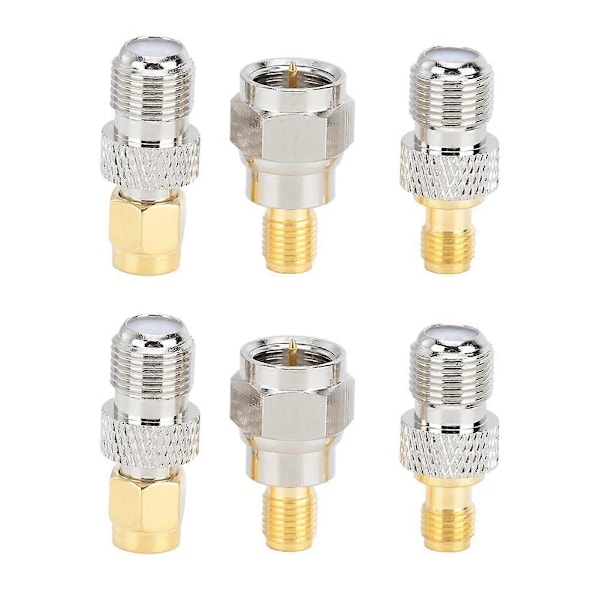 6 stk 50 Ohm Impedans Ren Kobber F-type til SMA-adapter med Sterk Tilkobling for Wi-Fi Radio Eksterne Antenner