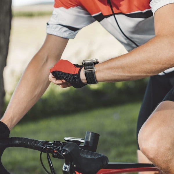 [QD] Apple Watch-rem 42 mm 44 mm 45 mm 49 mm, blød nylonflettet velcrorem til Apple Watch Ultra 2 Ultra Series 9 8 7 SE 6 5 4, sort/grå