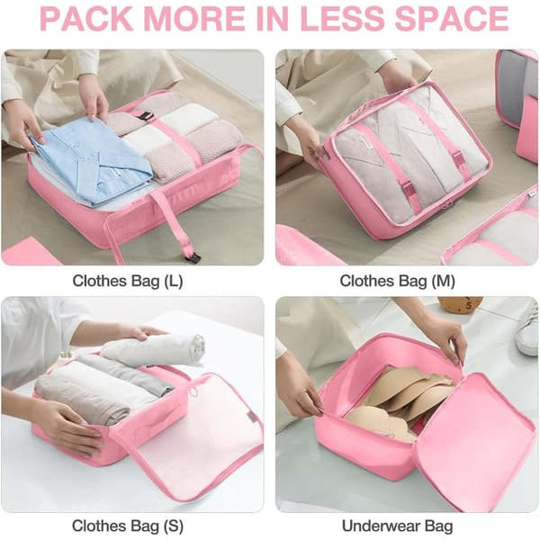 Packkuber - Resväska Organizer - 7 st - Rosa