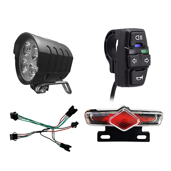 Sykkel Front- og Elsykkel Baklyktsett Input 36v 48v 52v 60v Med Dk336 Lys Horn Blinklysbryter E-bi