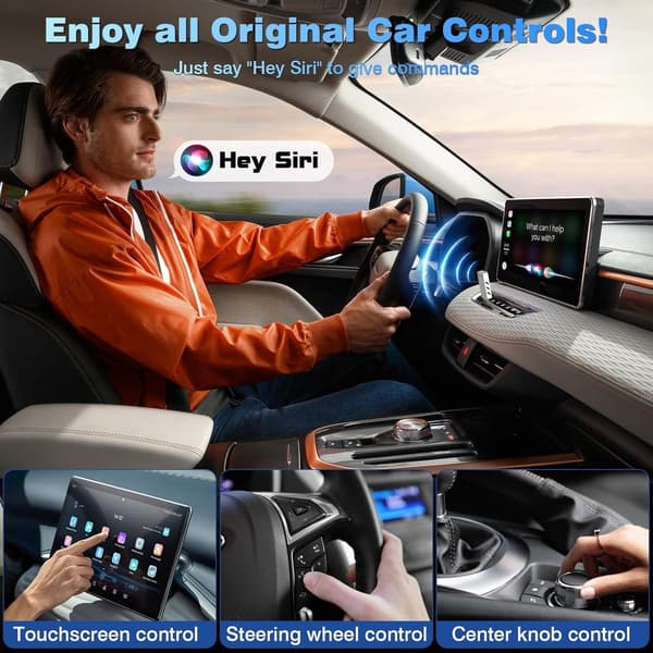 Trådløs CarPlay-adapter 2-i-1 til Android Auto og CarPlay, Plug and Play kablet til trådløs konverter til iPhone iOS 10+ og Android 11+