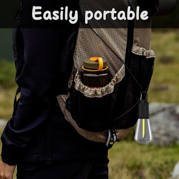 [QD] 2-pakning Retro LED Camping Teltlampe 3 Lysmoduser Bærbar Nødlys med Klemme [Energiklasse A+++]