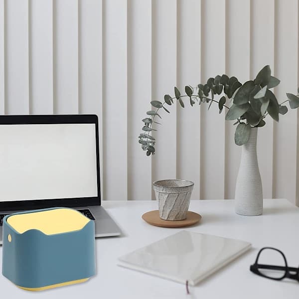 QU) Small Tabletop Trash Can, Portable Mini Desktop Waste Bin, Press T
