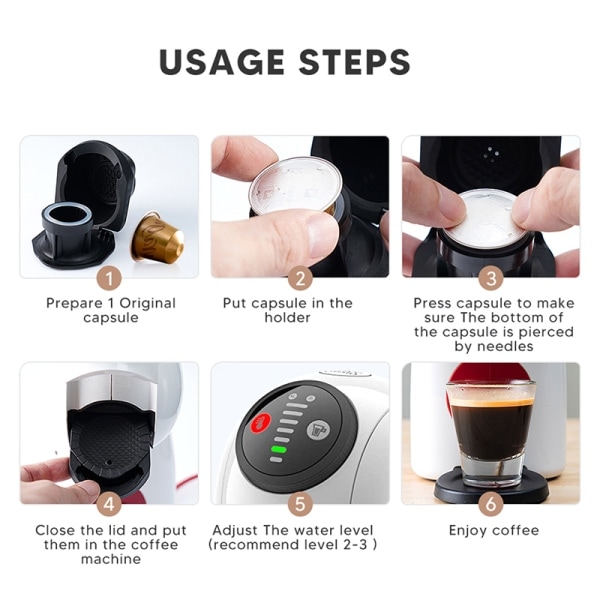 Återanvändbar kaffekapsel-adapter för Dolce Gusto Genio S Crema