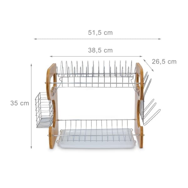 Opvaskestativ bambus 2 niveauer