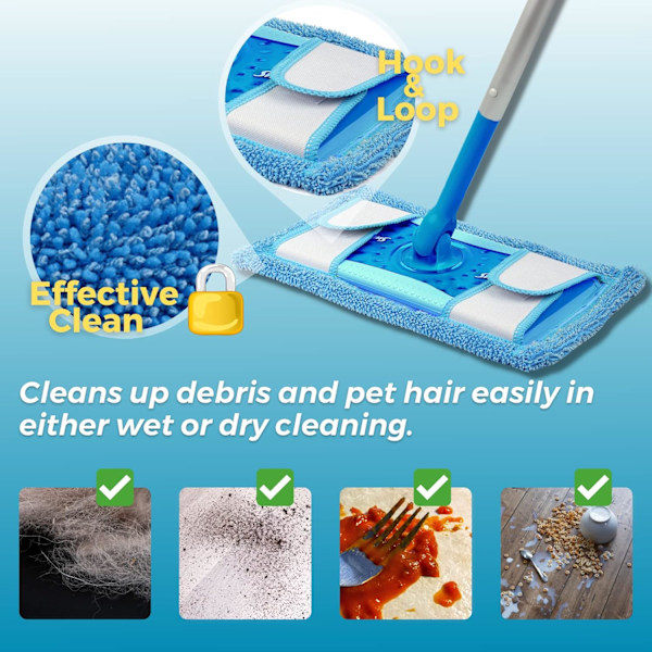 [QD] Återanvändbara moppdynor för Flash Speedmop, kraftiga mikrofiber våt- och torrmoppdynor, maskintvättbara upp till 100 gånger (4-pack)