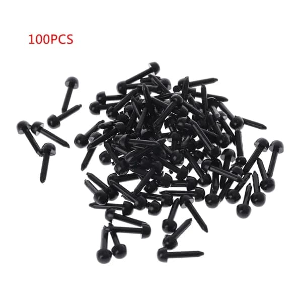 100 stk. 3 mm/4 mm/5 mm/6 mm DIY til dukke plastik sorte sikkerhedsøjne til bamser 3 mm