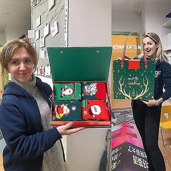 QQ-4 Par Julestrømper Gave, Vinterankelstrømper, Gaveæsker