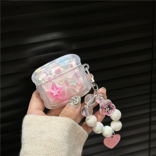 [QD] Søtt stjerneformet Airpod 3-deksel med nøkkelring, kompatibelt med Kawaii AesthetAirpods 3-deksel for kvinner og jenter