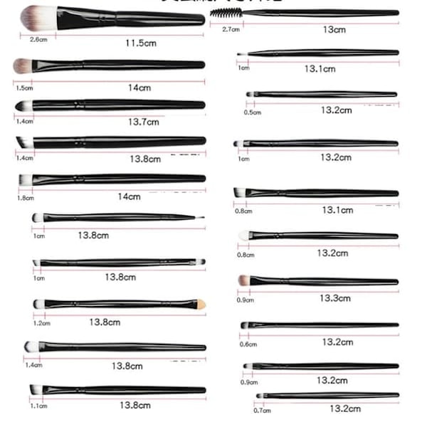 Øjenmakeup Børstesæt - 20 stk. - Rosa_qq