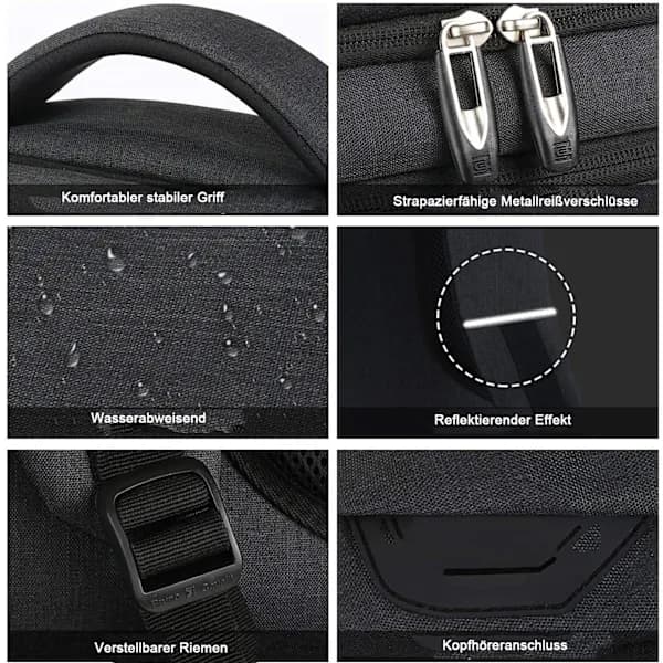 Laptop Backpack 18 \" Large Waterproof Bag with Headphone Jack