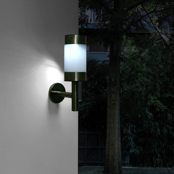 2 stk. rustfrit stål LED solcelle vægmonteret lys udendørs have gård sensor lampe