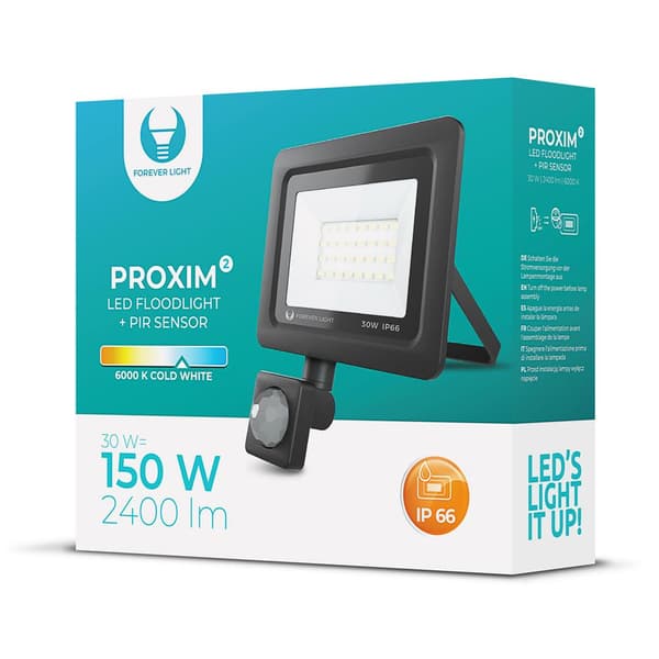 LED Projektør / Floodlight, Bevægelsessensor, 30w (150w)
