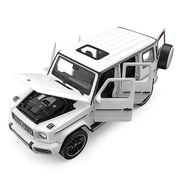 1:32 Benz G63 Suv Legering Bilmodell Diecasts Metall Terrängfordon Bilmodell Simulering Ljud och ljus Samling Barnleksak Presentleksaksbilar White