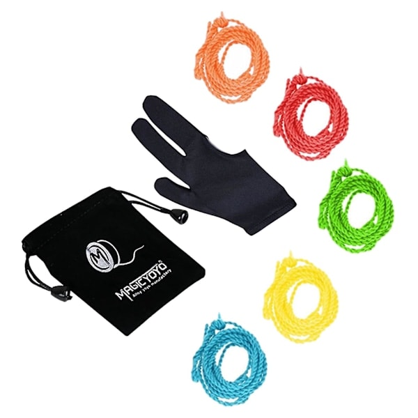 QU/MAGICYOYO Professionelle 5 stk. Yoyo-snore (Tilfældig farve), Yoyo-handske, Yoyo-taske