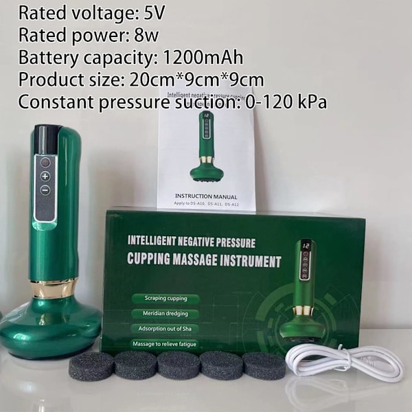 [QD] 12 Nivåer Elektriskt Skrapverktyg, Trådlös Handhållen Kroppskoppningsenhet Smart Dynamisk Sug 3 i 1 Koppning (6 Hastigheter)