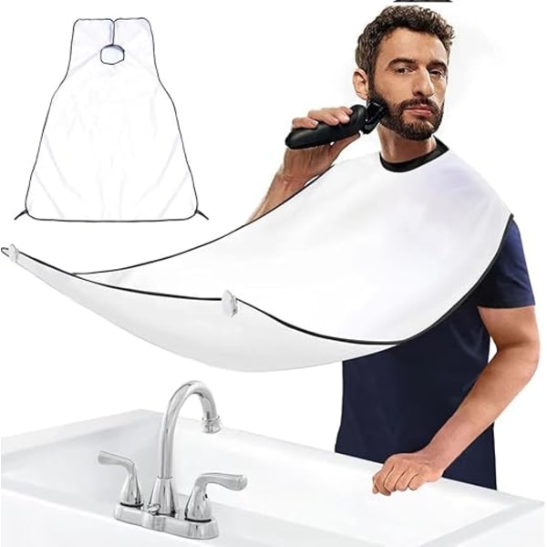 [QD] 1 Styck Skäggförkläde, Frisörkåpa, Barberarförkläde, Rakförkläde, Vattentätt, med 2 Sugproppar, Perfekt Present till Män